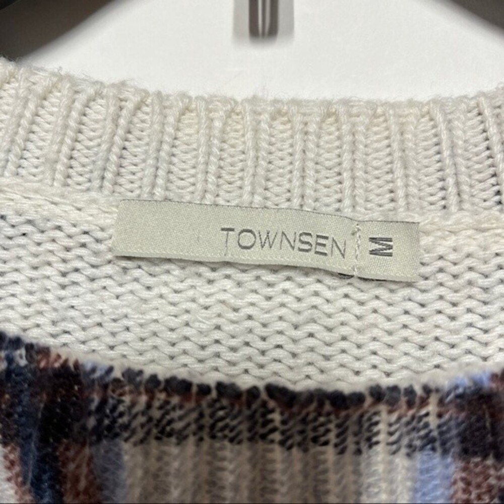 Townsen Sleigh Plaid Wool and Cotton Crewneck Sweater M - Picture 6 of 10